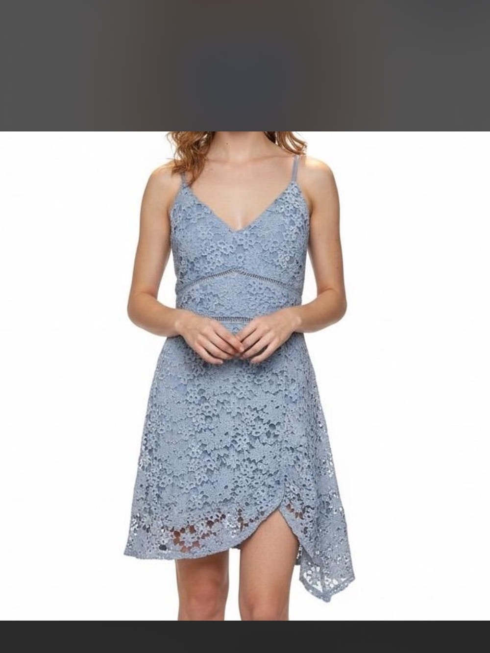 Abercrombie & Fitch Light Blue Lace Asymmetrical Slip Dress